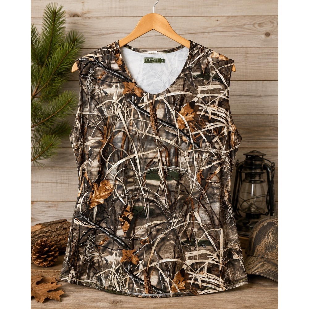 Hatchie Women's Camouflage Vest XL Sleeveless Hunting Outdoor Camo Top Woodland